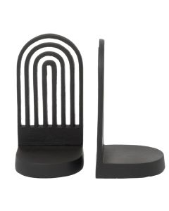 Rubi Metal Set Of 2 Curved Silhouette Bookends In Black