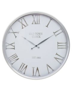 Kent Round Wall Clock In White And Silver