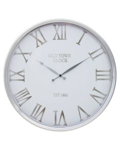 Kent Round Wall Clock In White And Silver