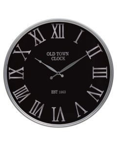 Kent Round Wall Clock In Black And Silver