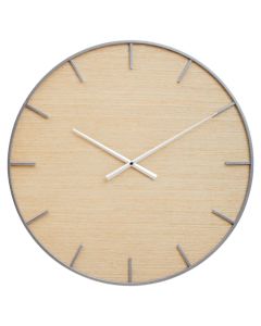 Kent Wooden Dial Wall Clock With Silver Metal Frame