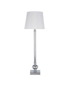 Urusla White Fabric Shade Table Lamp With Chromed Metal Base