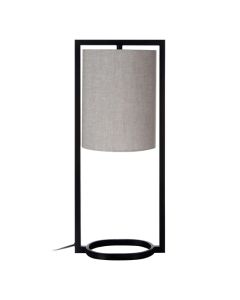 Lara Natural Fabric Shade Table Lamp With Black Metal Frame