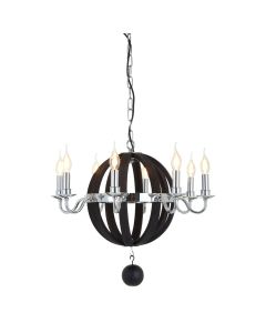 Kensington Round Chandelier Ceiling Light In Black And Silver