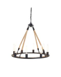 Hampstead 8 Bulbs Chandelier Ceiling Light In Natural And Black