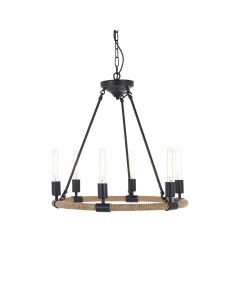 Hampstead 6 Bulbs Chandelier Ceiling Light In Natural And Black