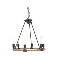 Hampstead 6 Bulbs Chandelier Ceiling Light In Natural And Black
