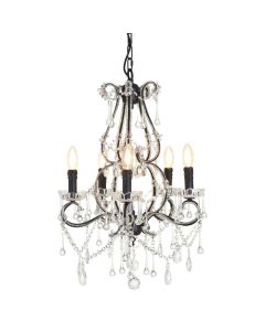 Kensington 5 Crystal Bulbs Chandelier Ceiling Light In Black