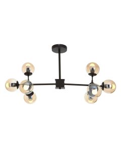 Abira 8 Glass Shades Ceiling Pendant Light In Matt Black