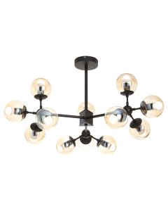 Abira 12 Glass Shades Ceiling Pendant Light In Matt Black