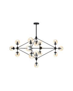 Abira 15 Glass Shades Ceiling Pendant Light In Matt Black