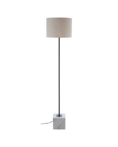 Murdoch Natural Linen Floor Lamp With White Marble Base