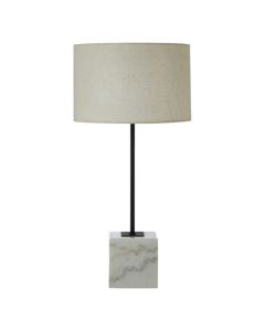 Murdoch Natural Linen Table Lamp With White Marble Base