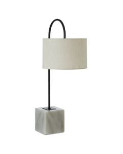 Murdoch White Linen Curved Table Lamp With White Marble Base