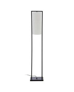 Atkins White Linen Shade Floor Lamp With Black Metal Frame