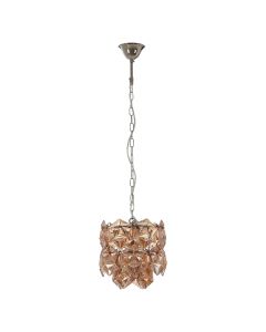 Rydello Small Amber Glass Chandelier Ceiling Light In Nickel