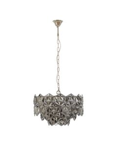 Rydello Smoked Grey Glass Chandelier Ceiling Light In Nickel