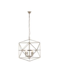 Kamara Hexagonal Chandelier Ceiling Light In Silver Nickel