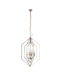 Venice Hexagonal 4 Lights Chandelier Ceiling Light In Nickel