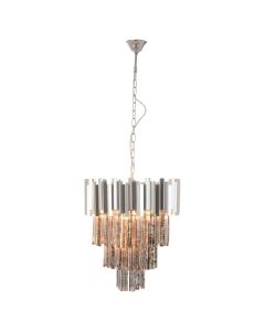 Lustra Large Traditional Mirrored Glass Chandelier In Nickel