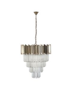 Lustra Large Clear Glass Chandelier Ceiling Light In Silver