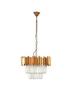 Lustra Clear Glass Chandelier Ceiling Light In Gold