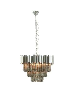 Lustra Small Traditional Mirrored Glass Chandelier In Nickel
