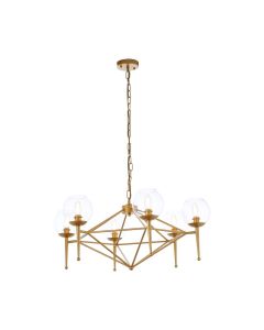 Abira 6 Glass Shades Geo Ceiling Pendant Light In Gold