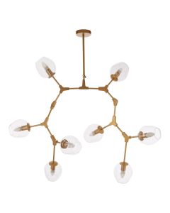 Abira 8 Glass Shades Ceiling Pendant Light In Gold