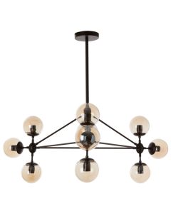 Abira 10 Glass Shades Ceiling Pendant Light In Matt Black