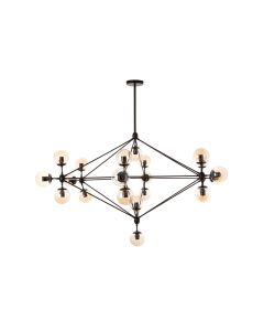 Abira 21 Glass Shades Ceiling Pendant Light In Matt Black