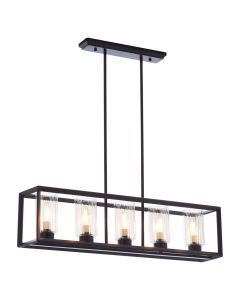 Akiko 5 Brown Glass Shades Ceiling Pendant Light In Black