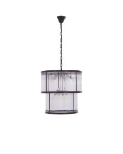 Salasco Ribbed Pattern 2 Tier Chandelier Ceiling Light In Antique Black