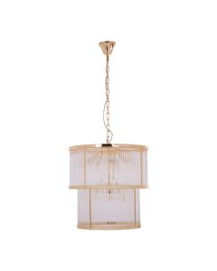 Salasco Ribbed Pattern 2 Tier Chandelier Ceiling Light In Gold