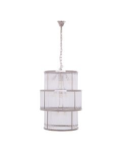 Salasco Large 3 Glass Tier Chandelier Ceiling Light In Nickel