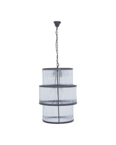 Salasco Large 3 Glass Tier Chandelier Ceiling Light In Antique Black