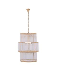 Salasco Large 3 Glass Tier Chandelier Ceiling Light In Gold