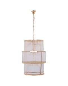 Salasco Large 3 Glass Tier Chandelier Ceiling Light In Gold