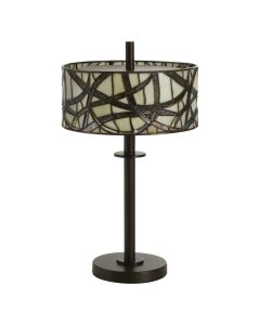 Waldorf Branch Glass Shade Table Lamp In Bronze With Metal Base