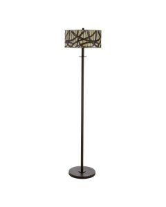 Waldorf Branch Glass Shade Floor Lamp In Bronze With Metal Base