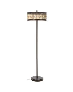 Waldorf Diamond Glass Shade Floor Lamp In Bronze With Metal Base