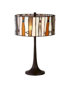 Waldorf Jewel Glass Shade Table Lamp In Bronze With Metal Base