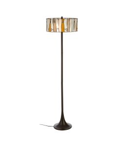 Waldorf Jewel Glass Shade Floor Lamp In Bronze With Metal Base