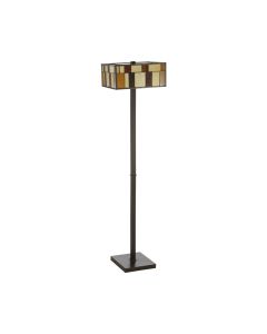 Waldorf Square Glass Shade Floor Lamp In Bronze With Metal Base