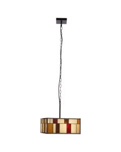 Waldorf Square Glass Ceiling Pendant Light In Bronze