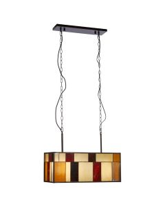 Waldorf Rectangular Glass Ceiling Pendant Light In Bronze