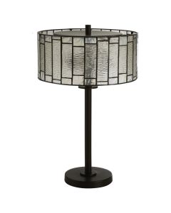 Waldorf Deco Glass Shade Table Lamp In Bronze With Metal Base