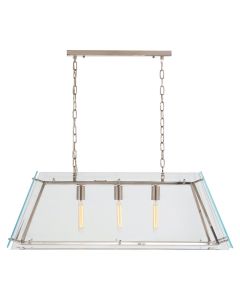 Palasso Large Clear Glass Frame Ceiling Pendant Light In Nickel