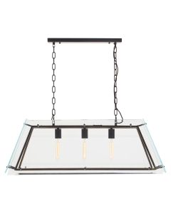 Palasso Large Clear Glass Frame Ceiling Pendant Light In Black