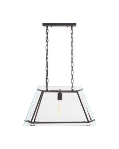 Palasso Small Clear Glass Frame Ceiling Pendant Light In Black